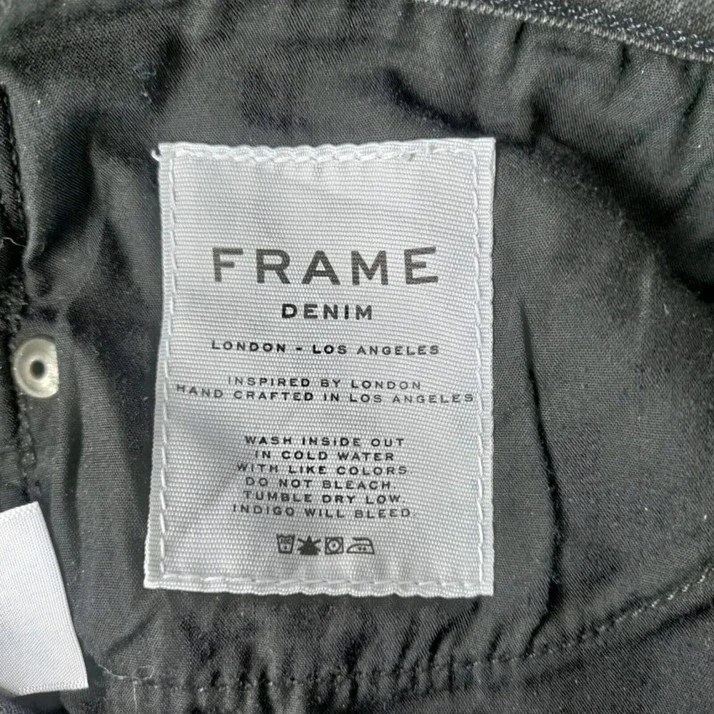 Frame Low-Rise Skinny Cropped Dark Wash Jeans Stretch Relaxed 25 Women Black